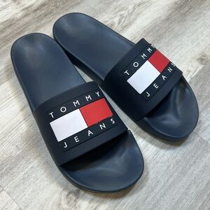 Tommy Hilfiger Jeans Men’s Pool Slide ESS TH Flag Navy Slip-On Sandals / Size 11